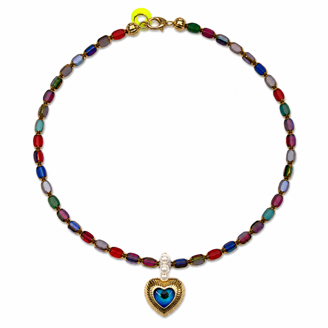 Collar multicolor corazón ojo azul