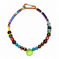 Collar multicolor hematites con bolas y  centro cristal verde