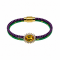 Pulsera cordino  verde/morado Swaroski amarillo Talla M