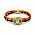Pulsera cordino naranja/negra Swaroski verde