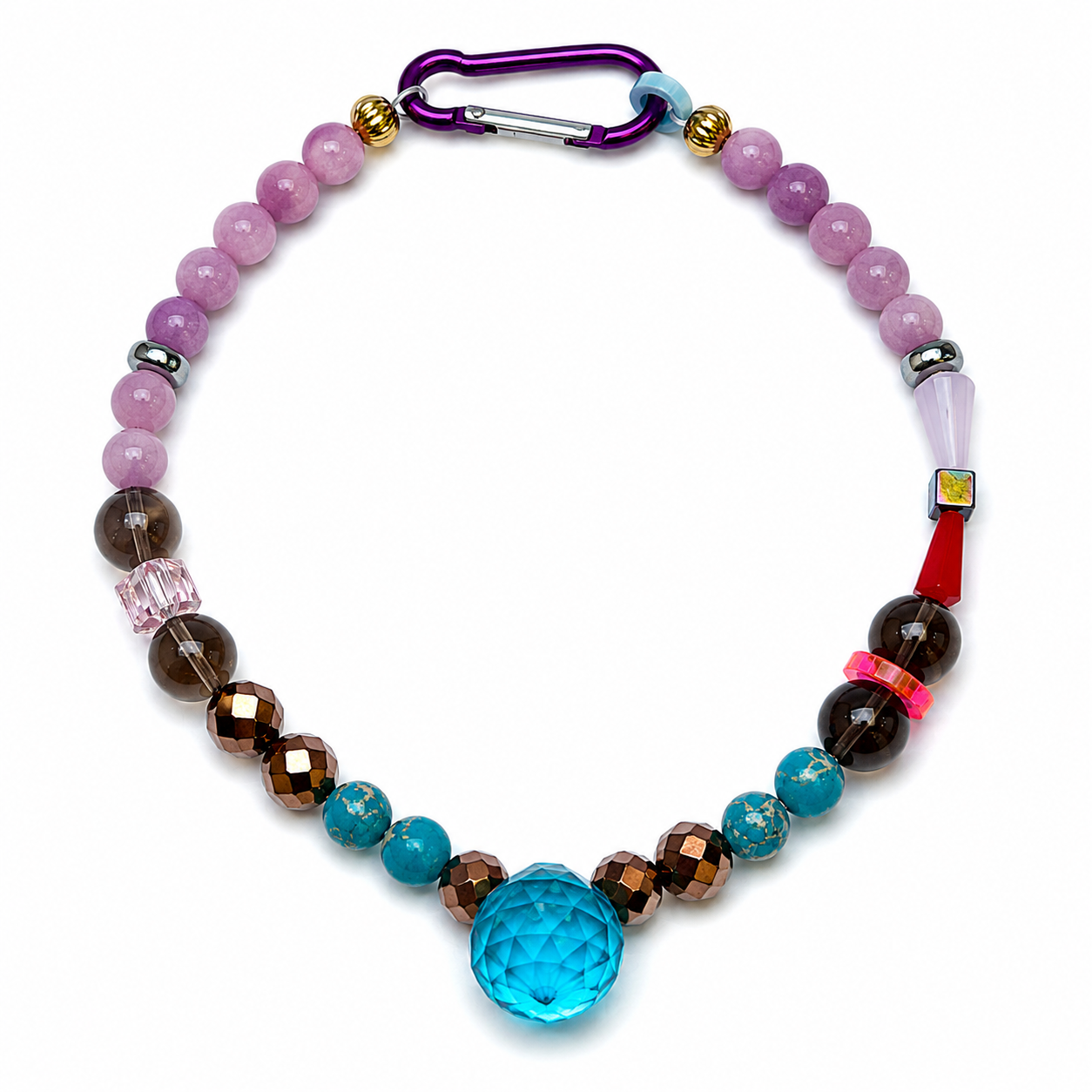 Collar piezas cristal centro bola cristal azul