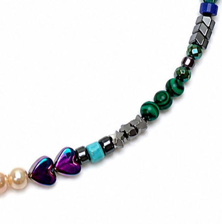 Collar combinado piezas cristal y perlas